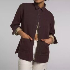North Face Valley Twill Cotton Snap Closure Utility Shacket; Brown - Womens XL